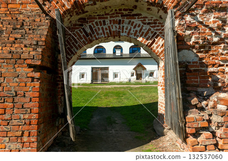 Wooden gate in the wall of the Kirillo-Belozersky Monastery (Russia) Wooden gate in the wall of the Kirillo-Belozersky Monastery (Russia) 132537060