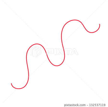 Wavy squiggle thin red line, vector illustration, decorative abstract art Wavy squiggle thin red line, vector illustration, decorative abstract art 132537119
