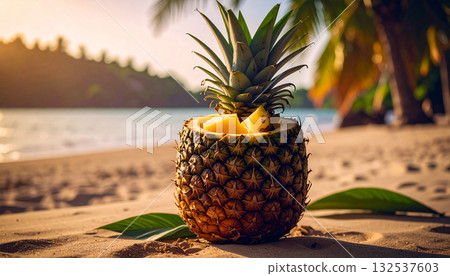 Tropical Coconut Water Pineapple . Drinks concept. Generated Image 132537603