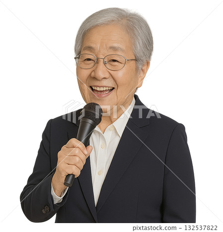 Grandma enjoying karaoke 132537822