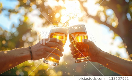 AI image: Toasting with glasses of beer 132537931