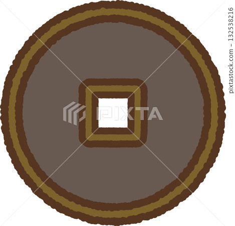 Simple hand-drawn icon illustration: One-mon coin Simple hand-drawn icon illustration: One-mon coin 132538216