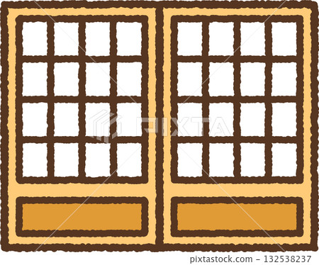 Hand-drawn simple icon illustration - Shoji screen Hand-drawn simple icon illustration - Shoji screen 132538237