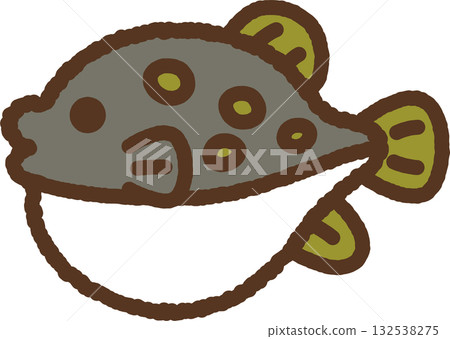 Hand-drawn simple icon illustration of fugu 132538275