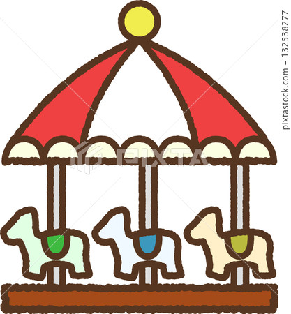 Hand-drawn simple icon illustration Merry-go-round 132538277