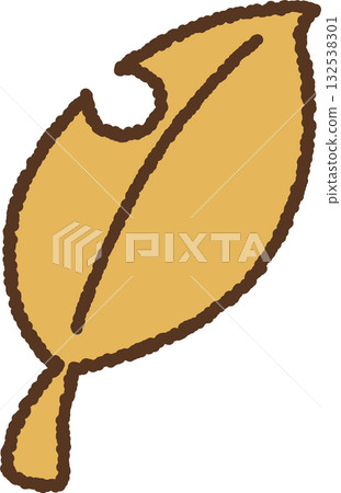 Simple hand-drawn icon illustration of an insect-eaten leaf Simple hand-drawn icon illustration of an insect-eaten leaf 132538301