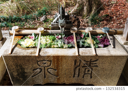 Flower water fountain at Shiio Shrine Flower water fountain at Shiio Shrine 132538315