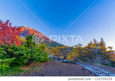 【山梨縣】富士山-初雪覆蓋大地,內庭落葉繽紛-傍晚景色 【山梨縣】富士山-初雪覆蓋大地,內庭落葉繽紛-傍晚景色 132538328