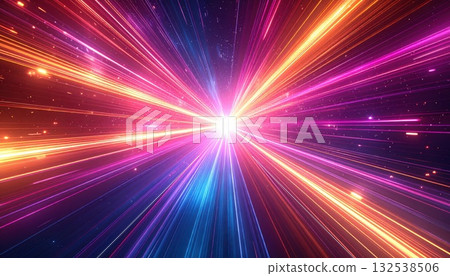 AI Image: Colorful light spreading radially 132538506