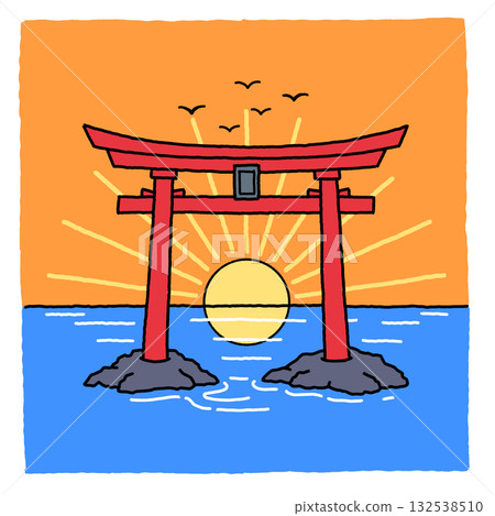 從鳥居門望出去,迎接第一道陽光。 從鳥居門望出去,迎接第一道陽光。 132538510