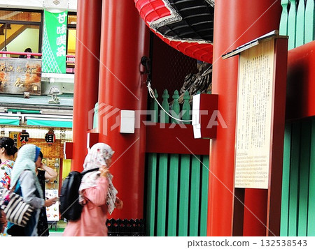 【東京，淺草寺】雷門、巨型燈籠和遊客 132538543
