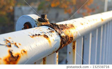 AI Image: Rusty white guardrail 132538716