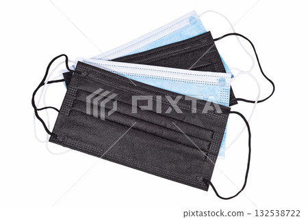 Medical protective masks of black and blue color 132538722