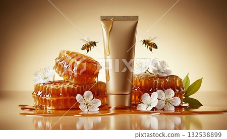 Honey cosmetic product with bees and honeycombs Honey cosmetic product with bees and honeycombs 132538899