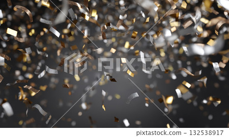 慶祝場景,金銀色彩帶著漫天飛舞。 慶祝場景,金銀色彩帶著漫天飛舞。 132538917