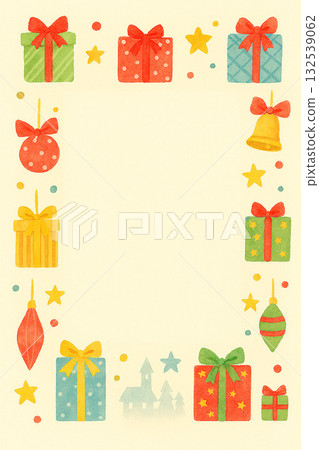 帶有禮盒相框的聖誕賀卡 帶有禮盒相框的聖誕賀卡 132539062