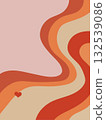 Retro wavy pattern in red, orange, and beige tones with a small red heart detail. 132539086