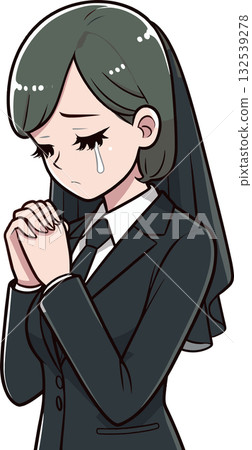 身著黑衣的女子祈禱的插圖 132539278