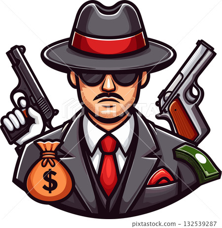 Image of a mafia man wearing a hat Image of a mafia man wearing a hat 132539287