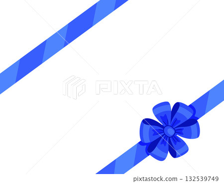 Blue ribbon bow knot. Hand drawn trendy flat style isolated 132539749