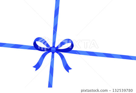 Blue ribbon bow knot. Hand drawn trendy flat style isolated Blue ribbon bow knot. Hand drawn trendy flat style isolated 132539780