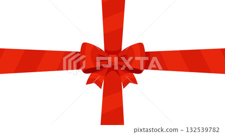 Red ribbon bow knot. Hand drawn trendy flat style isolated 132539782