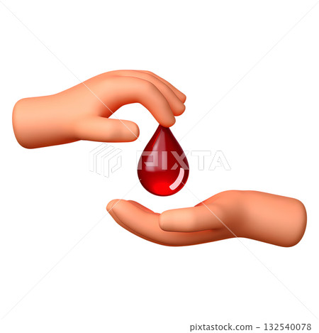 Pair of 3d cartoon hands offering blood donation bag, symbolizing charity, healthcare and community support on transparent background Pair of 3d cartoon hands offering blood donation bag, symbolizing charity, healthcare and community support on transparent background 132540078