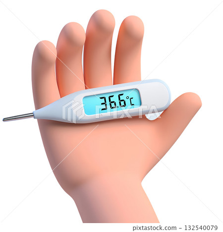 3d cartoon hand holding digital thermometer displaying normal body temperature of 36.6 degrees celsius isolated on transparent background 3d cartoon hand holding digital thermometer displaying normal body temperature of 36.6 degrees celsius isolated on transparent background 132540079