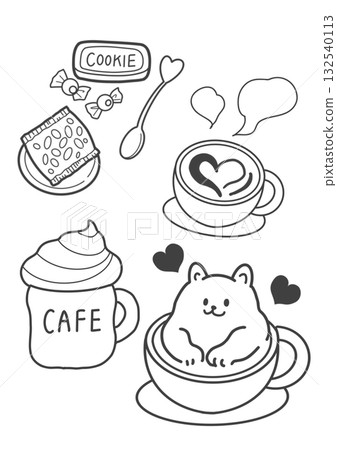 Cute cafe drink set Cute cafe drink set 132540113