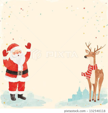 聖誕老人與馴鹿聖誕卡 聖誕老人與馴鹿聖誕卡 132540118
