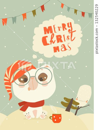 Cute Polar Bear celebrating Christmas Cute Polar Bear celebrating Christmas 132540229