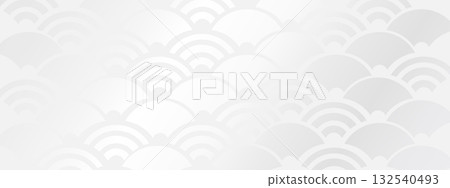 Luxurious Seigaiha pattern banner in white 132540493
