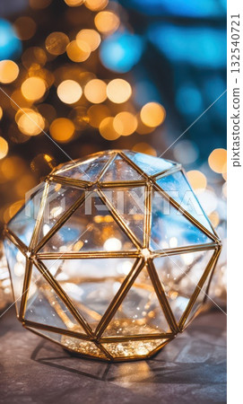 Festive glass lantern with lights Festive glass lantern with lights 132540721