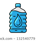 Plastic bottle with water icon. Aqua or liquid thin line illustration. Plastic bottle with water icon. Aqua or liquid thin line illustration. 132540779