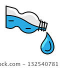 Plastic bottle with water drop icon. Aqua or liquid thin line illustration. Plastic bottle with water drop icon. Aqua or liquid thin line illustration. 132540781