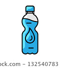 Plastic bottle with water drop icon. Aqua or liquid thin line illustration. Plastic bottle with water drop icon. Aqua or liquid thin line illustration. 132540783
