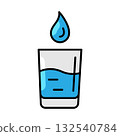 Glass of water icon. Aqua or liquid thin line illustration. Glass of water icon. Aqua or liquid thin line illustration. 132540784