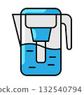 Water filter icon. Aqua or liquid thin line illustration. Water filter icon. Aqua or liquid thin line illustration. 132540794