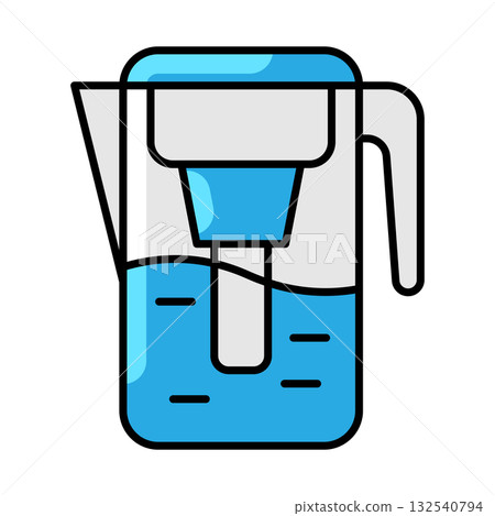 Water filter icon. Aqua or liquid thin line illustration. 132540794