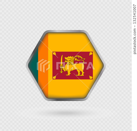 Sri Lanka flag in a hexagon frame. 132541007