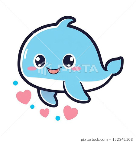 可愛的鯨魚圖標 132541108
