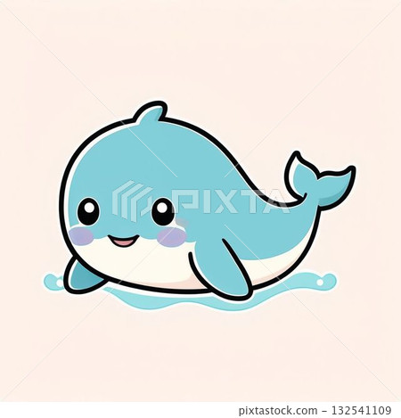 可愛的鯨魚圖標 132541109