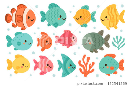 Aquarium underwater colorful reef with fish and coral ocean scene. Sea marine cute character for illustration cartoon. Ideal for school or swimming Aquarium underwater colorful reef with fish and coral ocean scene. Sea marine cute character for illustration cartoon. Ideal for school or swimming 132541269