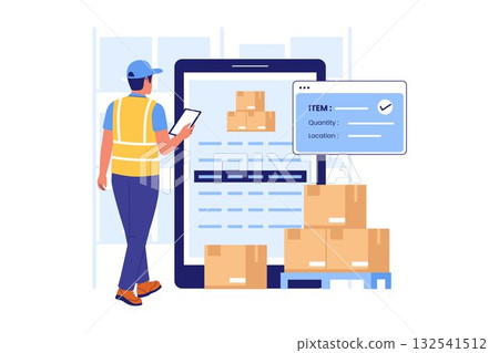 Illustration of Digital Inventory Tracking on Tablet Illustration of Digital Inventory Tracking on Tablet 132541512