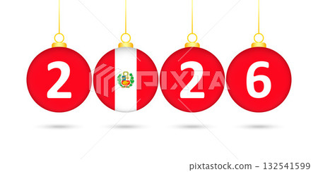 Peru Flag Christmas Balls 2026 Decoration. 132541599
