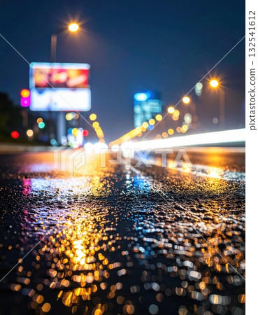 人工智慧影像:夜間雨水浸透的道路 人工智慧影像:夜間雨水浸透的道路 132541612