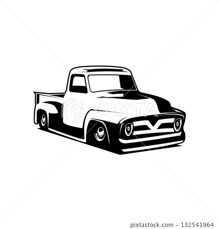 Legendary old truck isolated on white background side view. Best for truck industry, badge, emblem, icon, and sticker design Legendary old truck isolated on white background side view. Best for truck industry, badge, emblem, icon, and sticker design 132541964