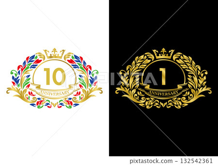 Royal gold and jeweled 1st anniversary, 10th anniversary, corporate event, birthday 132542361
