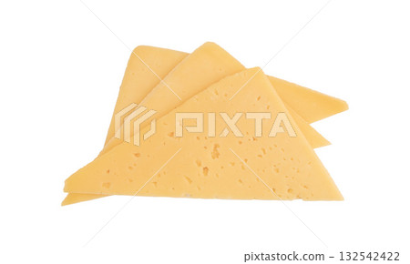 sliced cheese isolated, top view 132542422