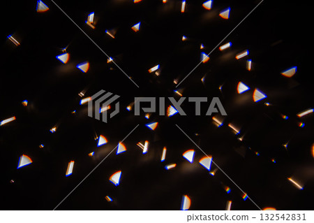 Floating glowing particles creating vivid cosmic pattern in digital space, teal and purple hues. Abstract, luminescent, futuristic, digital, vibrant, celestial, dynamic. Blurred effect. Lo-fi 132542831